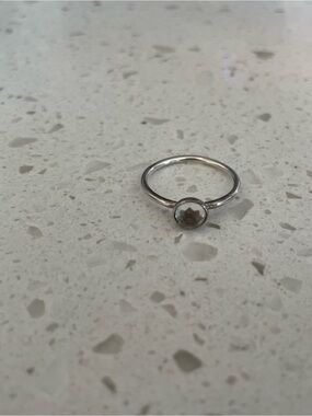 Pandora Silver Ring with Clear Faceted Stone